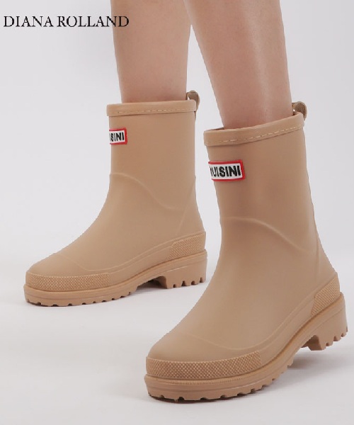 [다이에나롤랑] 여성 미들 레인부츠 통굽 키높이 장화_베이지 230